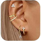 QUINBY JEWELRY Hoop Earrings for Women, 14k Gold Plated Hoop Earring, 925 Sterling Silver Dainty Cubic Hypoallergenic Earrings Set, Hoop Earring for Sensitive Ears Gifts for women