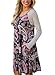 HOTAPEI Women's Floral Print Casual Long Sleeve A-line Loose T-shirt Dresses Knee Length Paisley Large