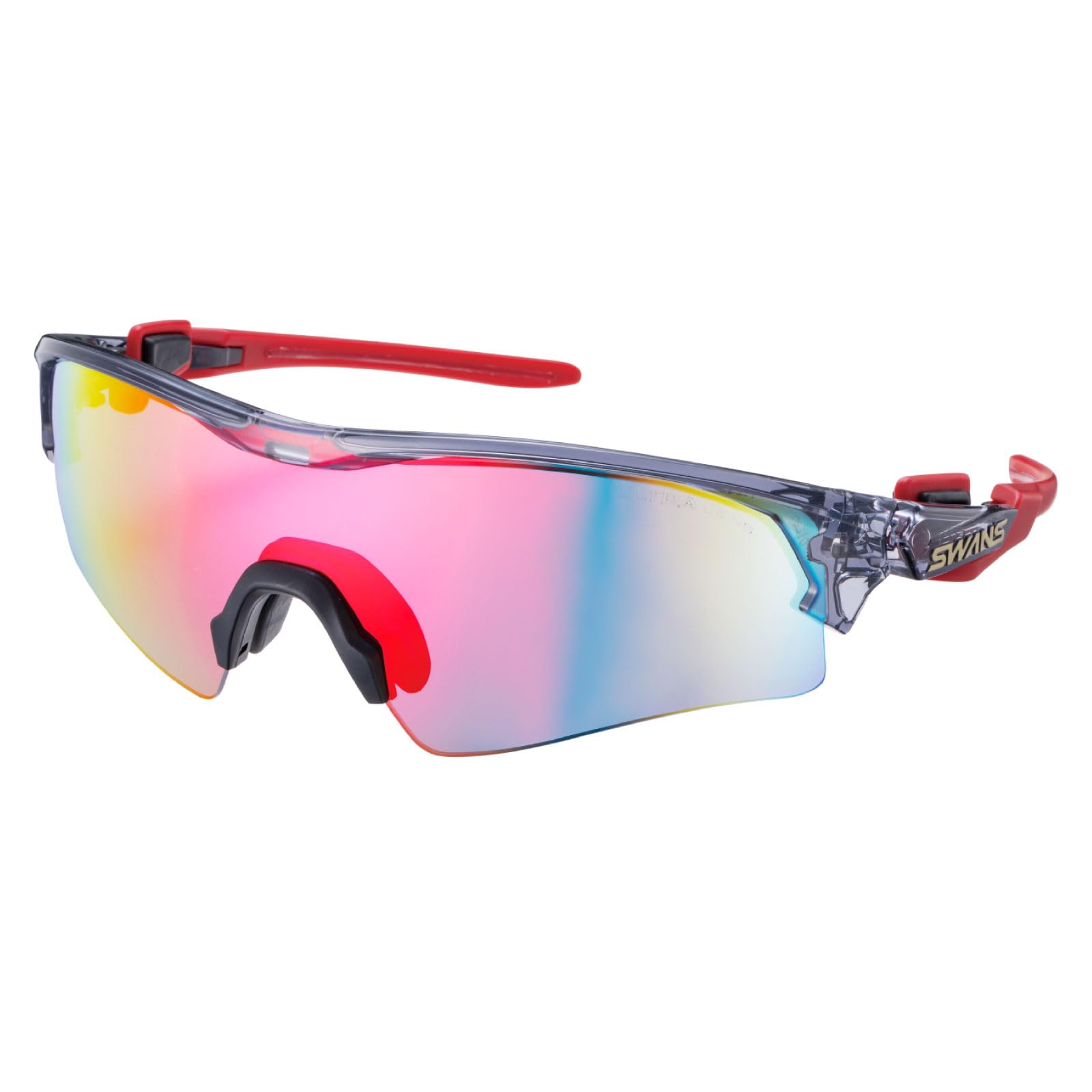 SWANS(スワンズ) スポーツ サングラス FACEONE フェイスワン FO-3518 CSK 日本製 ミラーレンズ レッドシャドーミラー×ULTRAストレートスモーク(裏面マルチ) 野球 テニス ランニング商品画像