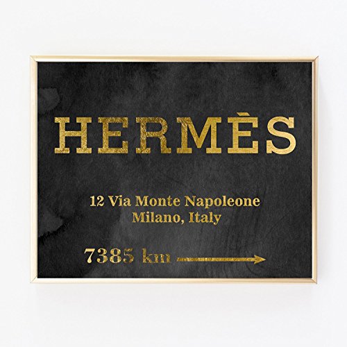 Hermes Gold Foil Leaf Art Wall Print distance Prada like Marfa distance Gossip Girl Fashion Map Distance Home Glam decor Watercolor poster 0322