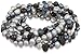 Amazon Collection 7-Piece Black, Peacock, Silver Grey Dyed Freshwater Cultured Pearls Stretch Bracelet Set, 7.5