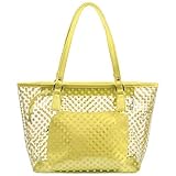 Micom Cute Neno Candy Color Polka Dot Clear Beach Tote Shoulder Handbag (Yellow)
