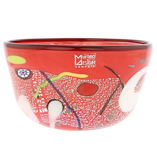 GlassOfVenice Murano Glass Modern Art Bowl - Red
