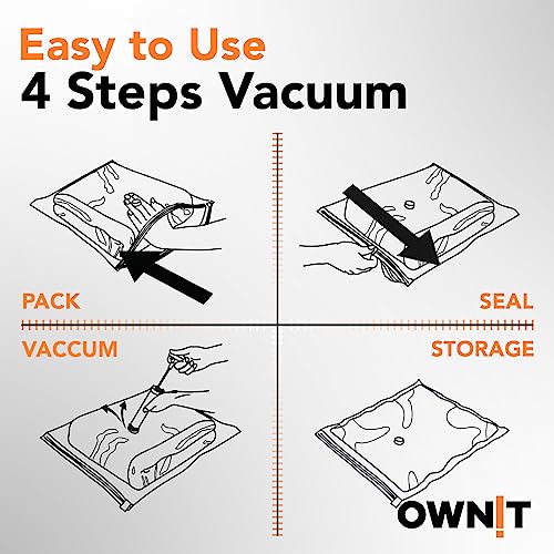 OWNIT® Vacuum Storage Bags with Electric Pump, 20 Pack Space Saver Bags with 6 Small, 6 Medium, 5 Large, 3 Jumbo, Reusable Vacuum Compression Bags for Packing Clothes, Blankets, Duvet, Pillows, Travel