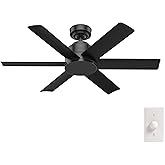 Hunter 44 inch Outdoor or Indoor Ceiling Fan No Light - Black Ceiling Fan without Light, For Patio, Porch, Garage, or Living 