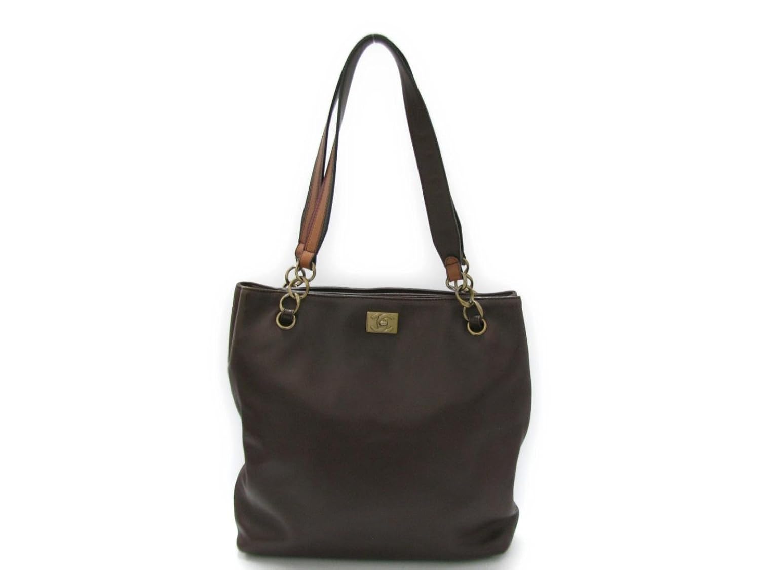 新発 シャネル Chanel ココマーク トリコロール ショルダーバッグ ショルダートートバッグ ブラウン ゴールド金具 牛革 カーフ 中古 B079kzcwbl Vasleague Com