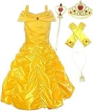 Romy's Collection Princess Belle Yellow Party Costume Dress-Up Set (7-8, Yellow)