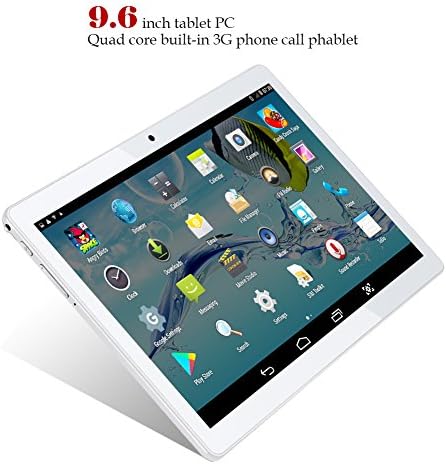PADGENE® Android Tablet 9.6 Inch Phablet WIFI Bluetooth4.0 GPS Dual Sim Card Slot Dual Camera Ultra Slim Tablet PC Quad Core MTK 6582 Processor 1GB RAM 16GB ROM [2018