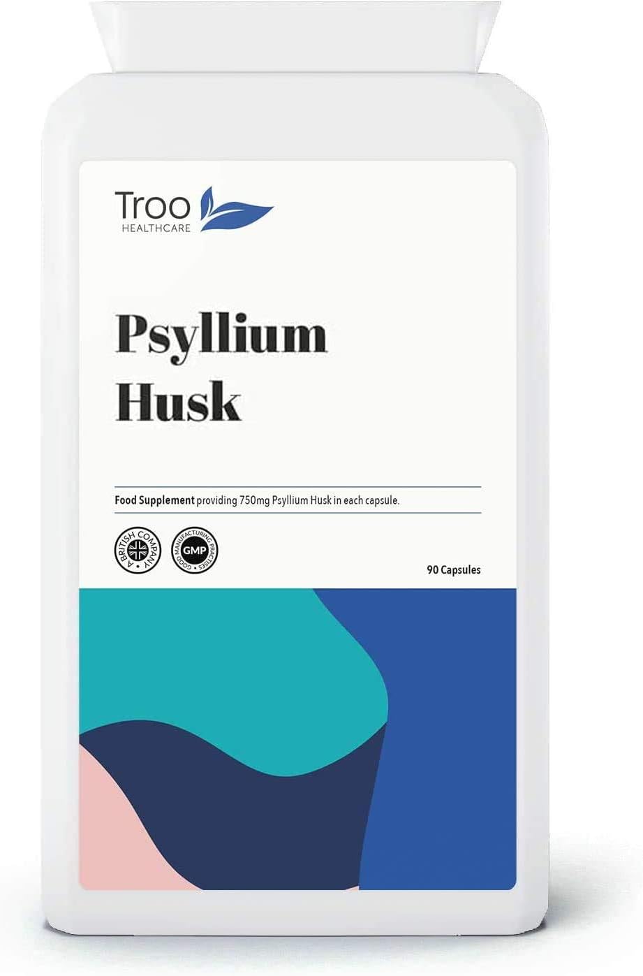 Troo Health Care Psyllium Husks Supplement (750 mg) - 90 Capsules - Suitable for Vegetarians and Vegans, Unidentfied