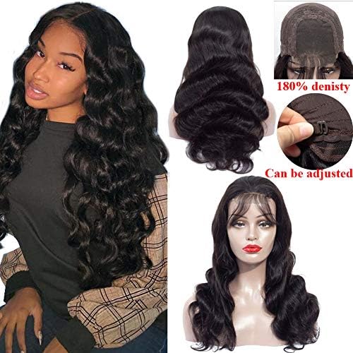 Healthair Lace Front Human Hair Wigs Brazilian Virgin Human Hair wigs with baby Hair Body Wave Lace Front Wigs Human Hair Preplucked for Black Women (18")