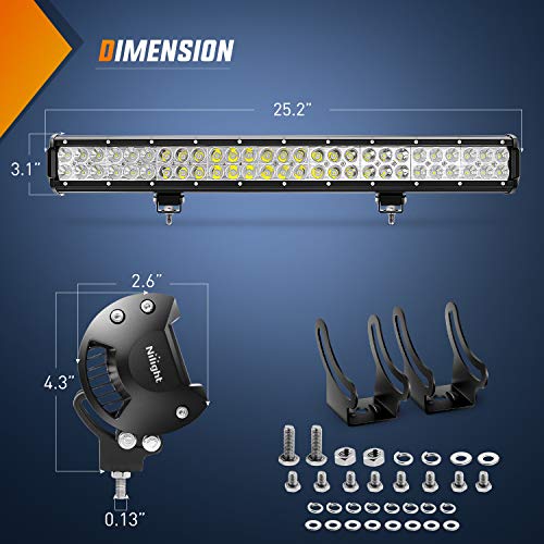 Nilight 60007CA 25" 162W Led Light Bar Flood Spot Combo Waterproof Driving Lights Off Road