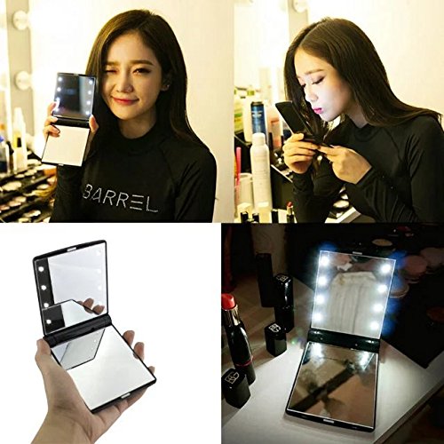 EYX Formula Fashion Girls 8 LED Makeup Mirror Desktop Mirror,Portable Folding Travel Mirror Compact Mirror for Face Beauty - Thumbnail 6