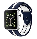Soft Silicone Watch Band for Apple iWatch Sports/Editions Series 2/Series 1 Sport Style Replacement Watchband Strap Stripe Contrast Color Wristbands