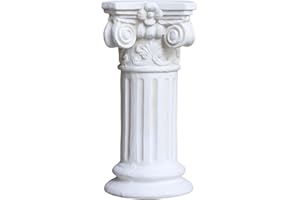 Roman Column Pedestal, Elegant White Resin Plinth Base for Garden Statues and Home Decor, 15.75 Inch Tall Sculpture Stand
