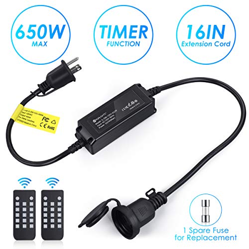 Outdoor Dimmer, 650W String Light Dimmer, Wireless RF Smart Plugin