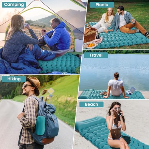 Satisure Camping Mattress Self-Inflating Outdoor Ultralight with Foot Pump, Foldable with Cushion for Tent Beach Hiking