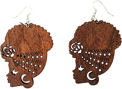 Headwrap Sista Earrings/Natural Hair/African American Woman Earring/Wood Jewelry