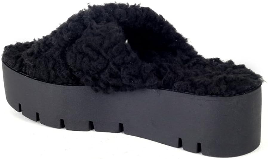 black flatform sliders