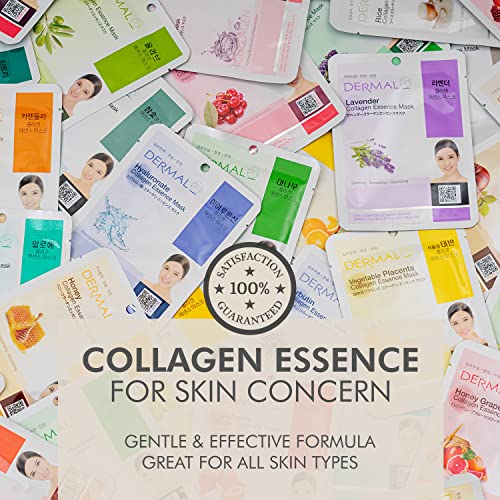 DERMAL KOREA Collagen Essence Full Face Facial Mask Sheet 16 Combo Pack