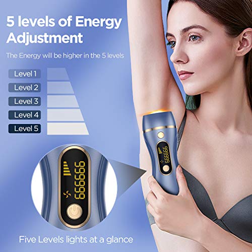 Houselog Hair Removal Permanent Hair Removal System Device Painless Hair Remover 999999 Flashes for Women and Men(Purple Blue)