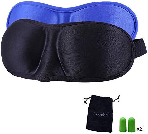Sleep Mask Eye Mask For Sleeping, 3D Sleeping Mask With 2 Pack, Best Cover For Nap Or Travel, Comes In A Carry Pouch, Includes Ear Plugs, Travel Pouch For Men, Women, Kids