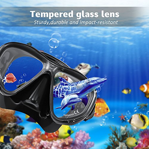 HAMSWAN Dive Mask Scuba Snorkeling Diving Mask with 180° View, Impact Resistant Tempered Glass, Anti-Leak Silicone Skirt & Adjustable Strap for Adults - Thumbnail 7