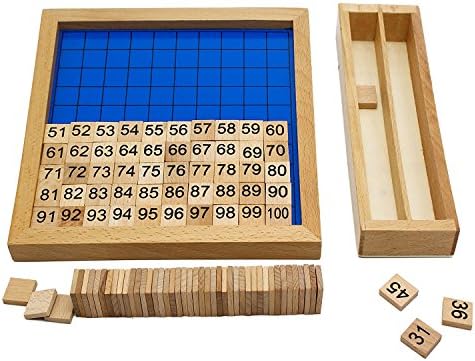 Artempo Hundred Board Montessori Game Hundreds Chart, Number Chart, Number Grid, 1-100 Numbers Wooden Toys for Children Teachers and Parents, Memory Game, Waterproof Paint