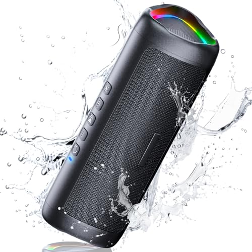 UOHHBOE Portable Bluetooth Speaker Powerful 30W Bluetooth Speaker 5.3 Pairing TWS 24 Hours Connection Distance 30 m Colourful LED Light for Hands-Free Calling AUX for Outdoor Party
