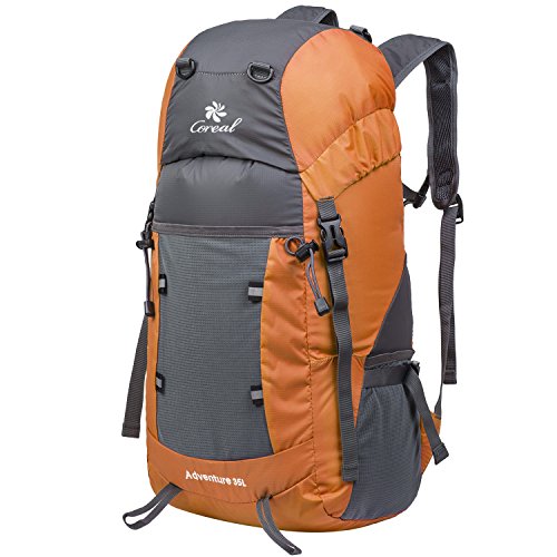 Coreal Large 35L Lightweight Packable Travel Hiking Backpack Orange