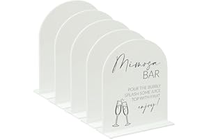 JINMURY 8x10 Inch White Arch Acrylic Signs with Stand | 5 Pack Modern Elegant Wedding Table Numbers, Arched Wedding Signage, 