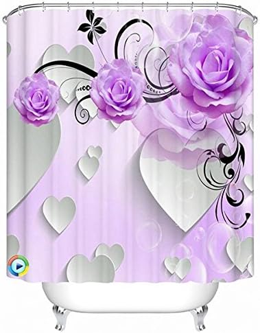 Amazon Com Alicemall Purple Shower Curtain 3d Flower Bathroom