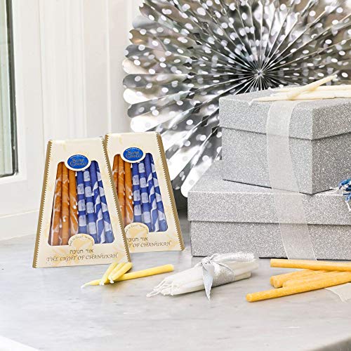 Hanukkah Candles by Safed Candles, Handcrafted in Israel, 4 Boxes of