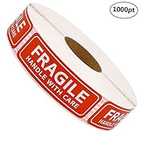 Methdic Fragile Stickers - 1"x 3" Strong Adhesive Fragile Labels 1 Roll/1000 Labels(Handle with Care,Fragile) Stickers for Shipping and Moving