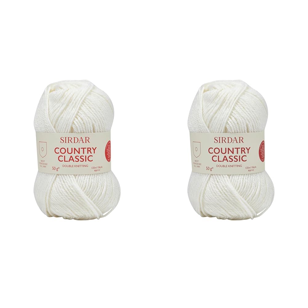 Sirdar Country Classic DK Double Knitting, White (850), 50g (Pack of 2)