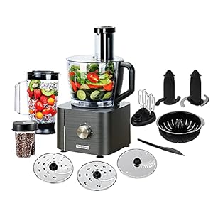 Food Processor, TopStrong 11-in-1 food processor and blender with Chopping Blending Kneading Grinding Whisking Juicing…