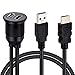 ShineKee 3ft Black USB 3.0 HDMI Flush Mount Car Truck Boat Motorcycle Cable, 2 Ports, Superspeed Data Transfer, Compatible with Personal Computer