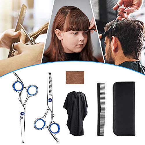 Hair Cutting Scissors Professional Salon Barber Scissors Thinning Scissors for Cutting Hair Hairdressing Scissors Set with Nylon Cape and Comb for Men/Women