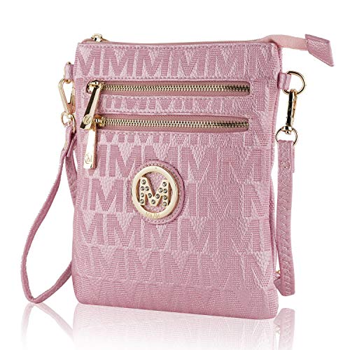 MKF Crossbody Bag for women - Removable Adjustable Strap - Vegan leather wristlet Designer messenger Purse Pink