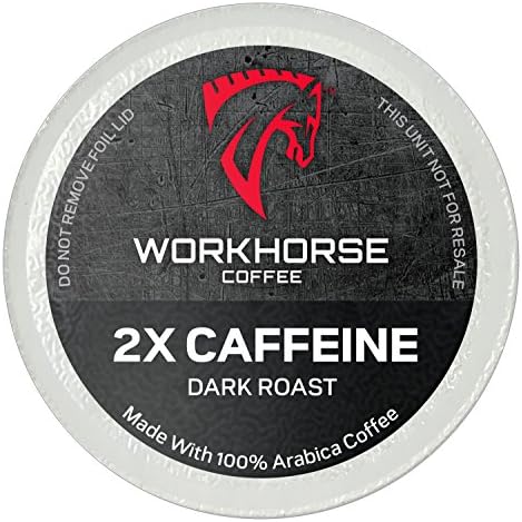 Workhorse Coffee 2X Caffeine Single Serve K-Cup Coffee Pods, 72 Count (4 boxes of 18 pods)