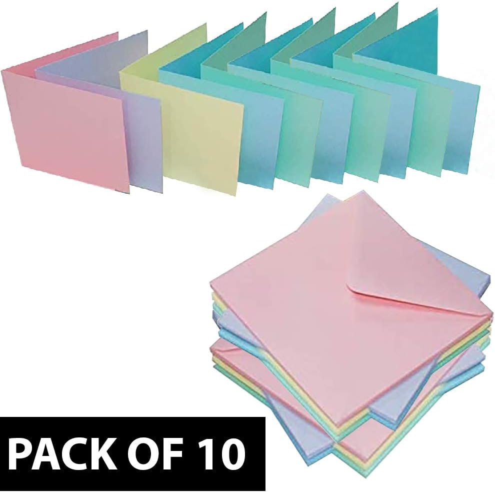 3 Ace Crafts 6 x 6 Coloured Pastel Cards and Envelopes for Card Making (10) Birthday, Wedding Invitation - Image 3