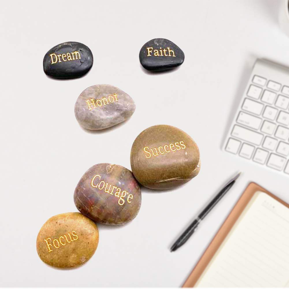 BigOtters Engraved Inspirational Stones,25 Different Words Encouragement Stones Amulets Gift Stones for Friends and Family