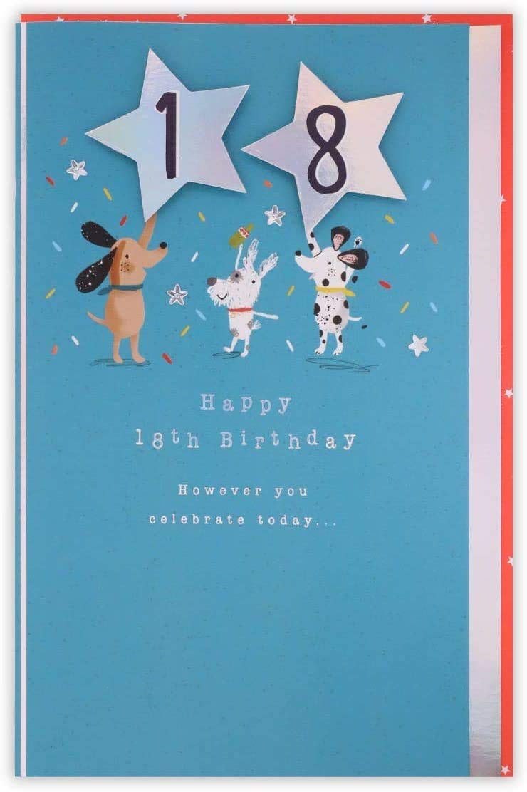 Clintons: Krafty Pals 18th Birthday Card for him, 18th Milestone Birthday Greetings Card for Male, 149x229mm, multi, 1163241