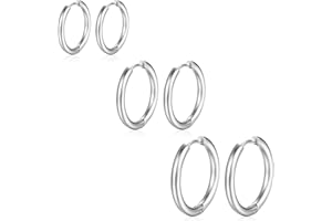 PICKBEAU 3 Pair Small Gold Hoop Earrings for Women | 14K Real Gold Plated Small Huggie Hoop Earrings Sets Ear Cuff Cartilage Piercings Jewelry Pack Earscape Set for Women 8mm 10mm 12mm