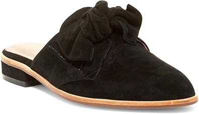 black suede flat mules
