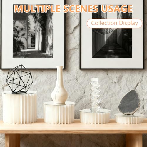 Set of 6 Folding Sideboard Cake Stand with 6 Round PVC Plates, Acrylic and Cardboard Cake Stand for Catering, Dessert, Jewellery, Figurines, Sweets, Food