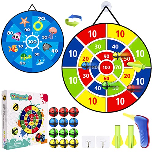 Dart Board for Kids,12 Sticky Balls,1 Toy Gun,2 Dart Bullets Set,Kids Toys Gifts for 3 4 5 6 7 8 9 10 11 12 Year Old Boys and Girls Safe Indoor Outdoor Outside Party Sports Games for Ages 3+ Boy Girl