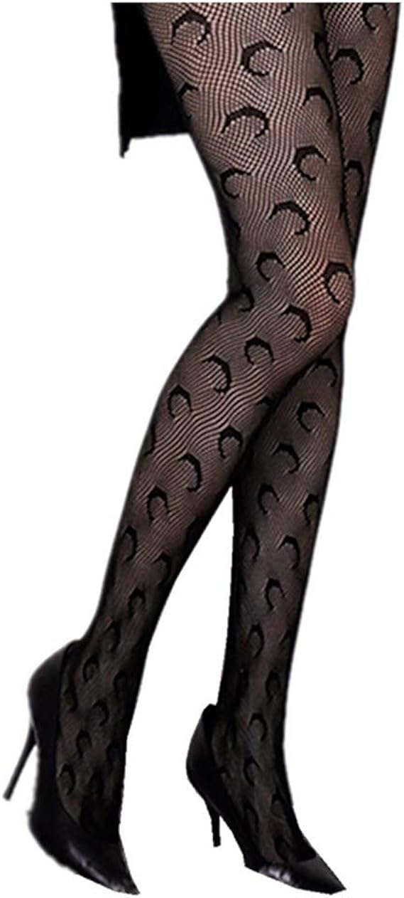 Amazon 網タイツ ストッキング 月柄 ニーハイ ストッキング ソックス タイツ 網タイツ ストッキング セクシー レディース コスチューム用 収縮性 魅惑 セクシー 黒 ストッキング 通販