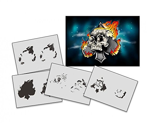 UMR-Design AS-204 Flameskull Pik Airbrushstencil Step by Step Size M