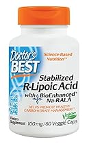 Doctor&rsquo;s Best Stabilized R-Lipoic Acid with BioEnhanced Na-RALA , Non-GMO, Gluten Free, Vegan, Helps Maintain Blood Sugar Levels, 100 mg 60 Veggie Caps