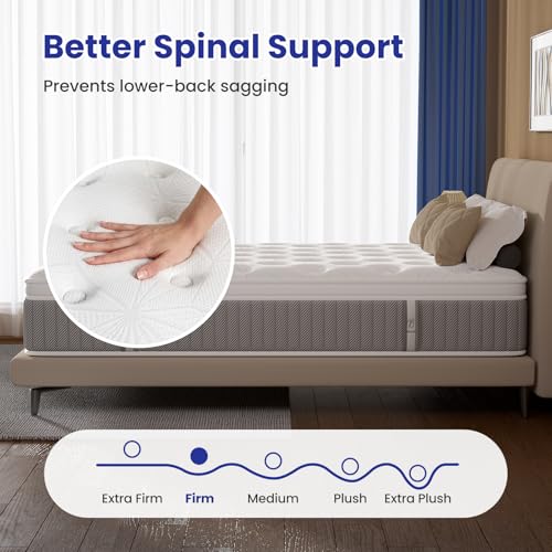 BedStory King Size Mattress 12 Inch, Medium Firm Hybrid Mattress in a Box, Individual Pocket Springs for Pain Relief, CertiPUR-US Certified, 365-Night-Trail, 10 Years Warranty